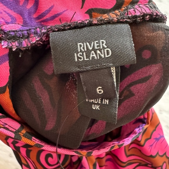 River Island Pink Floral Halter Neck Top Size 2 - Picture 2 of 4